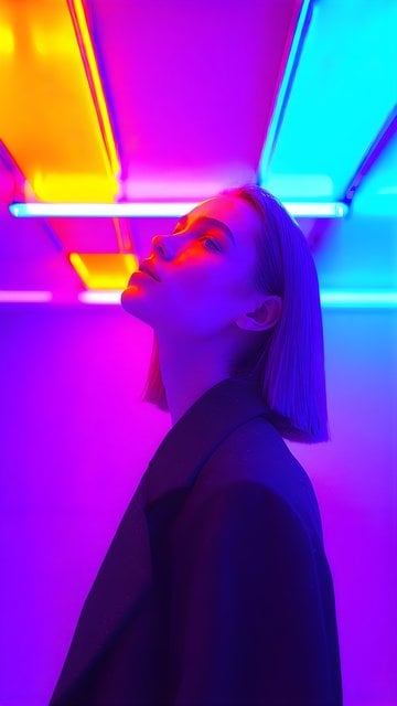 Neon Dream Portrait: Vibrant Cyberpunk Aesthetic Wallpaper