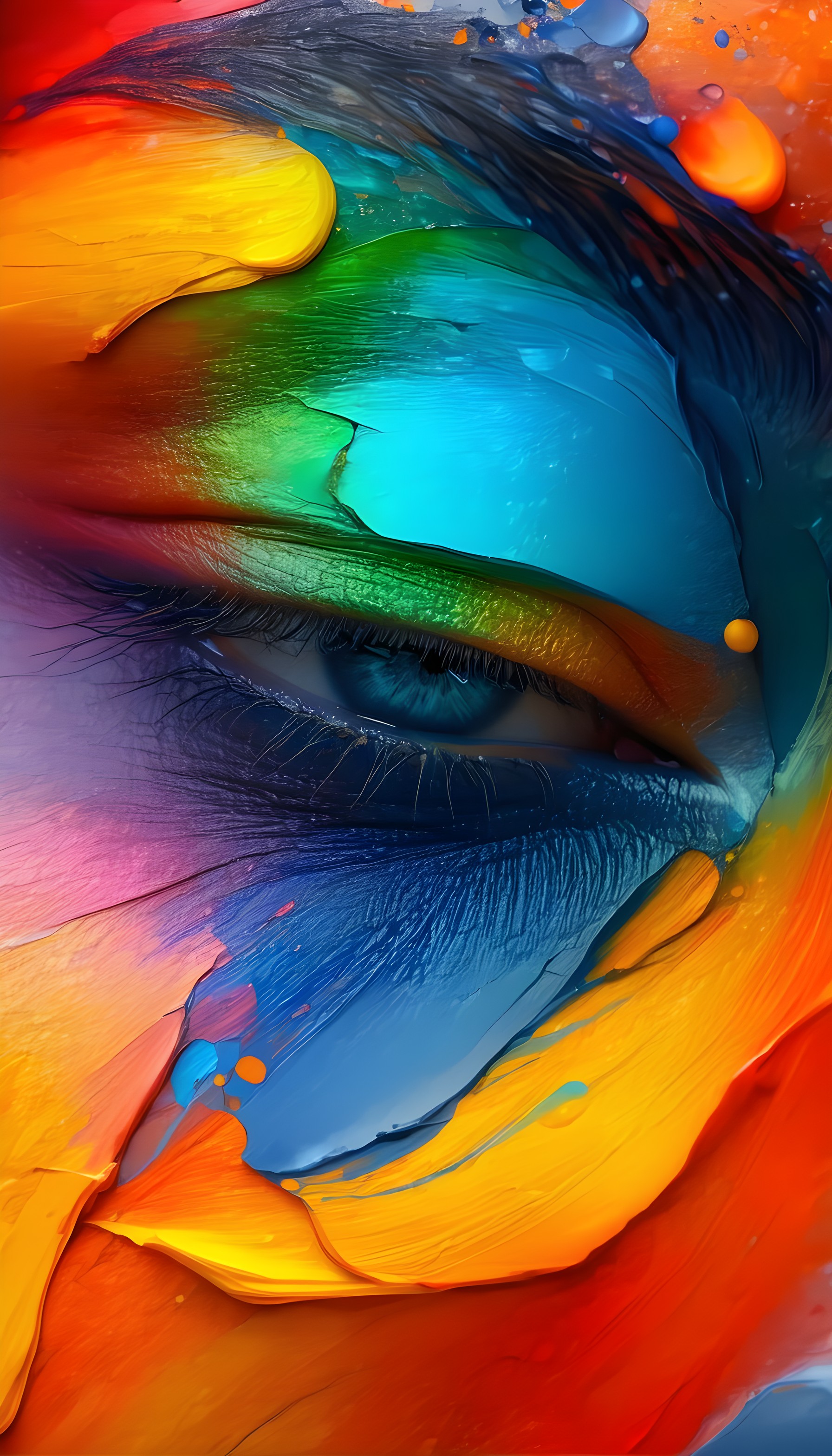 Vibrant Painterly Eye Abstract Phone Wallpaper, abstract, eye, colorful, vibrant, painterly, brushstrokes