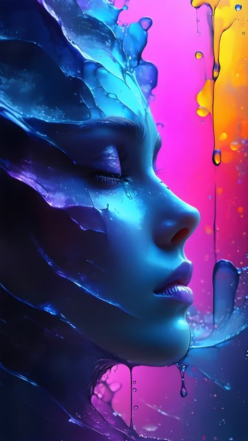Vibrant Liquid Woman Abstract Art Wallpaper