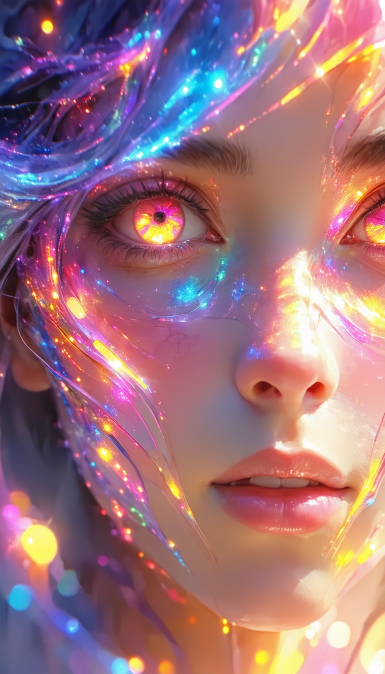 빛나는 여성 초상화, 디지털 아트, 일러스트, 여성, 빛, 환상, 초상화