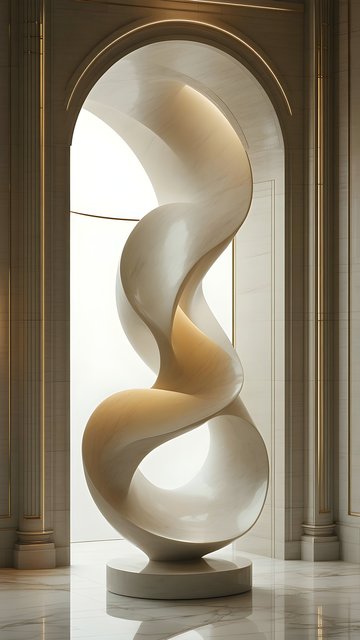 Elegant Abstract Marble Sculpture in Grand Archway