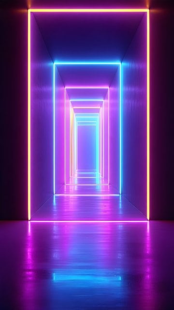 Vibrant Neon Light Tunnel Abstract Wallpaper