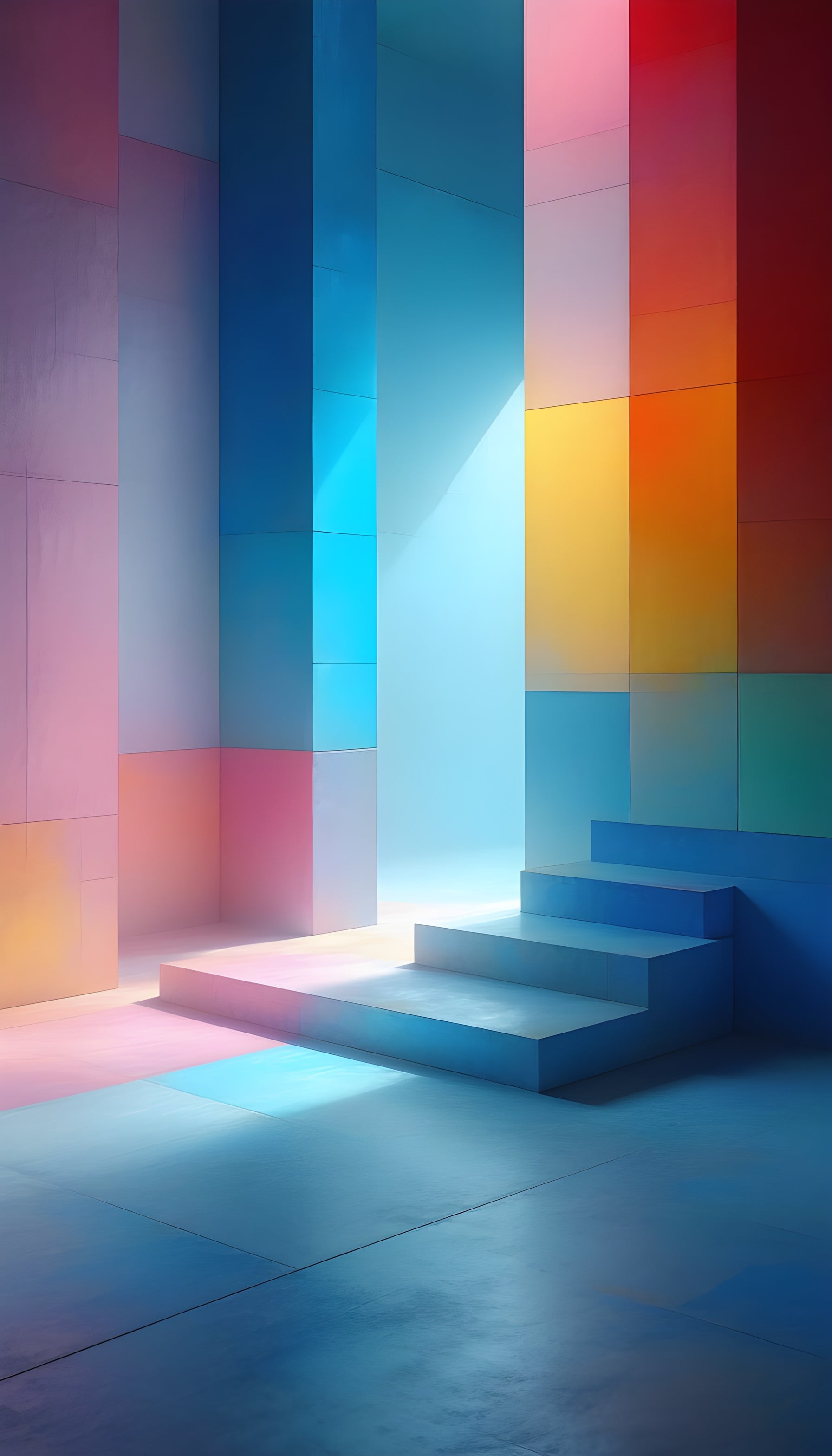 Vibrant Geometric Abstract Stairs Light Passage, abstract, geometric, colorful, vibrant, stairs, light