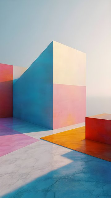 Vibrant Pastel Geometric Art Minimalist Abstract