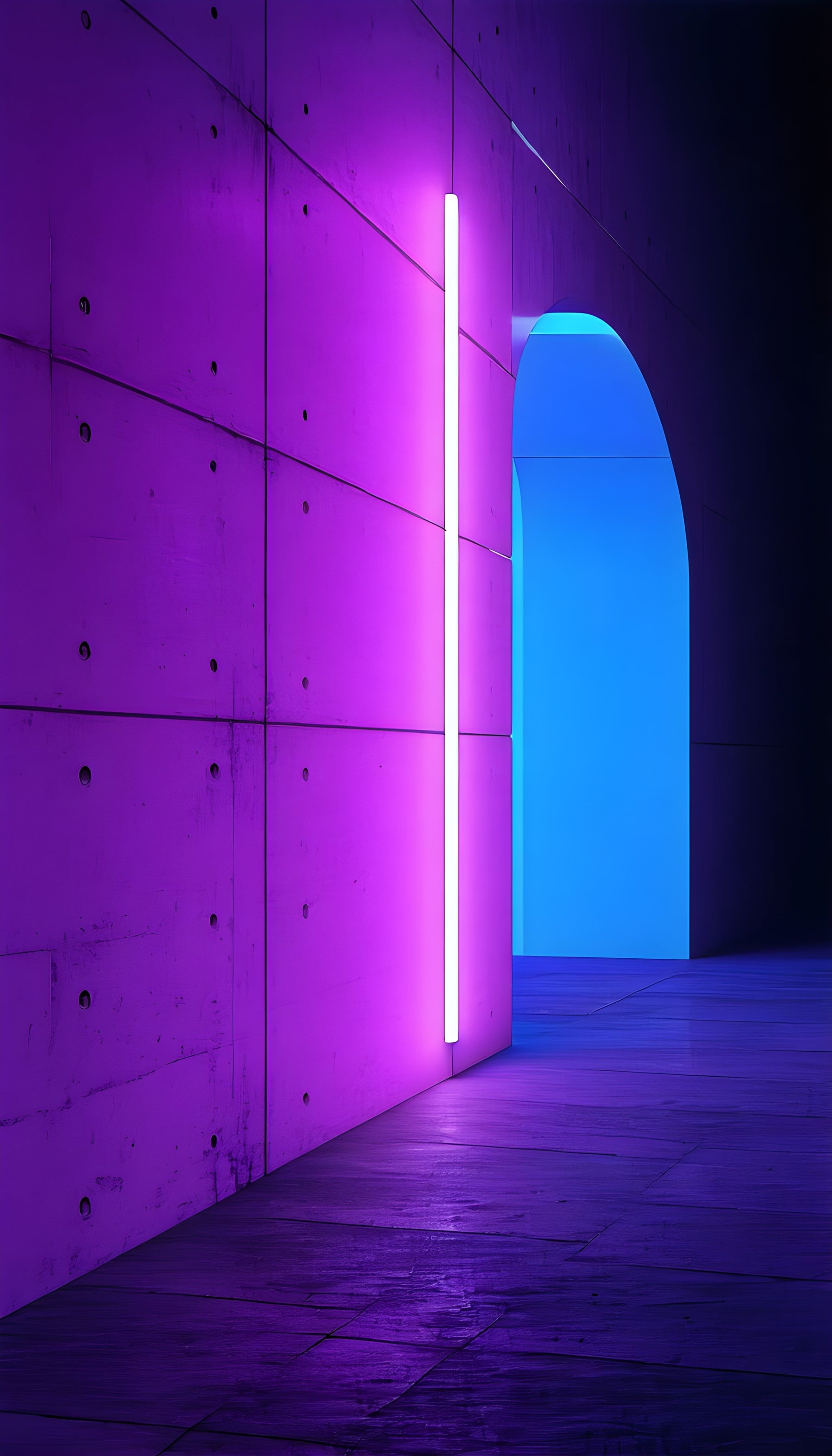 Neon Cyberpunk Archway Purple Blue Wallpaper, neon, cyberpunk, futuristic, abstract, purple, blue