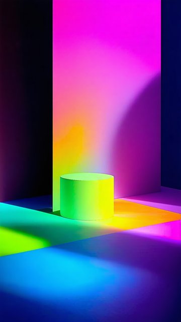 네온 컬러 배경의 원기둥