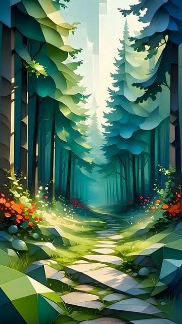Enchanted Forest Path Digital Art Wallpaper