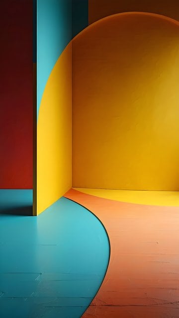 Vibrant Geometric Abstract Archway & Shapes