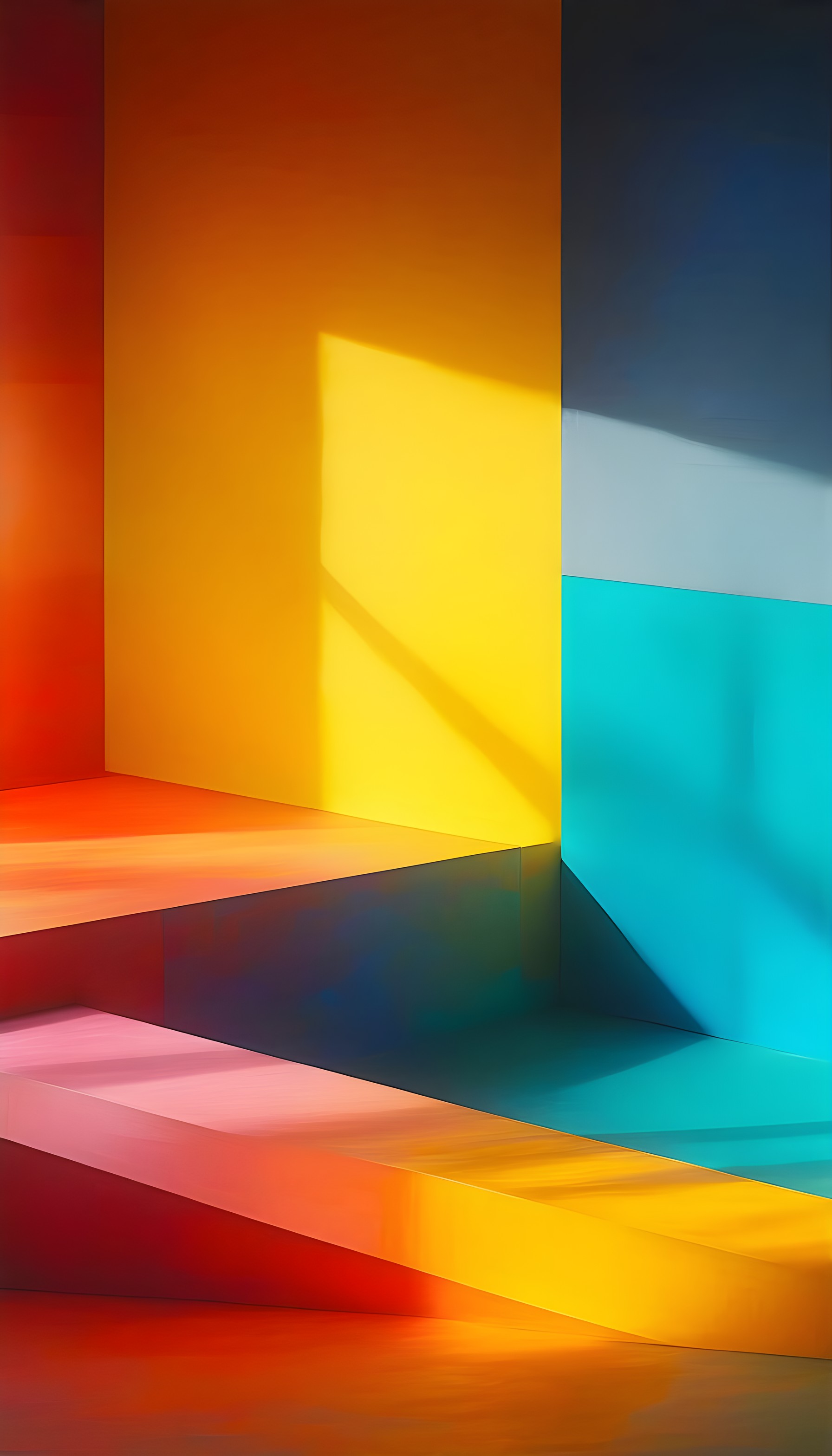 Vibrant Geometric Color Block Sunlight Abstract, abstract, geometric, color block, light and shadow, vibrant, modern