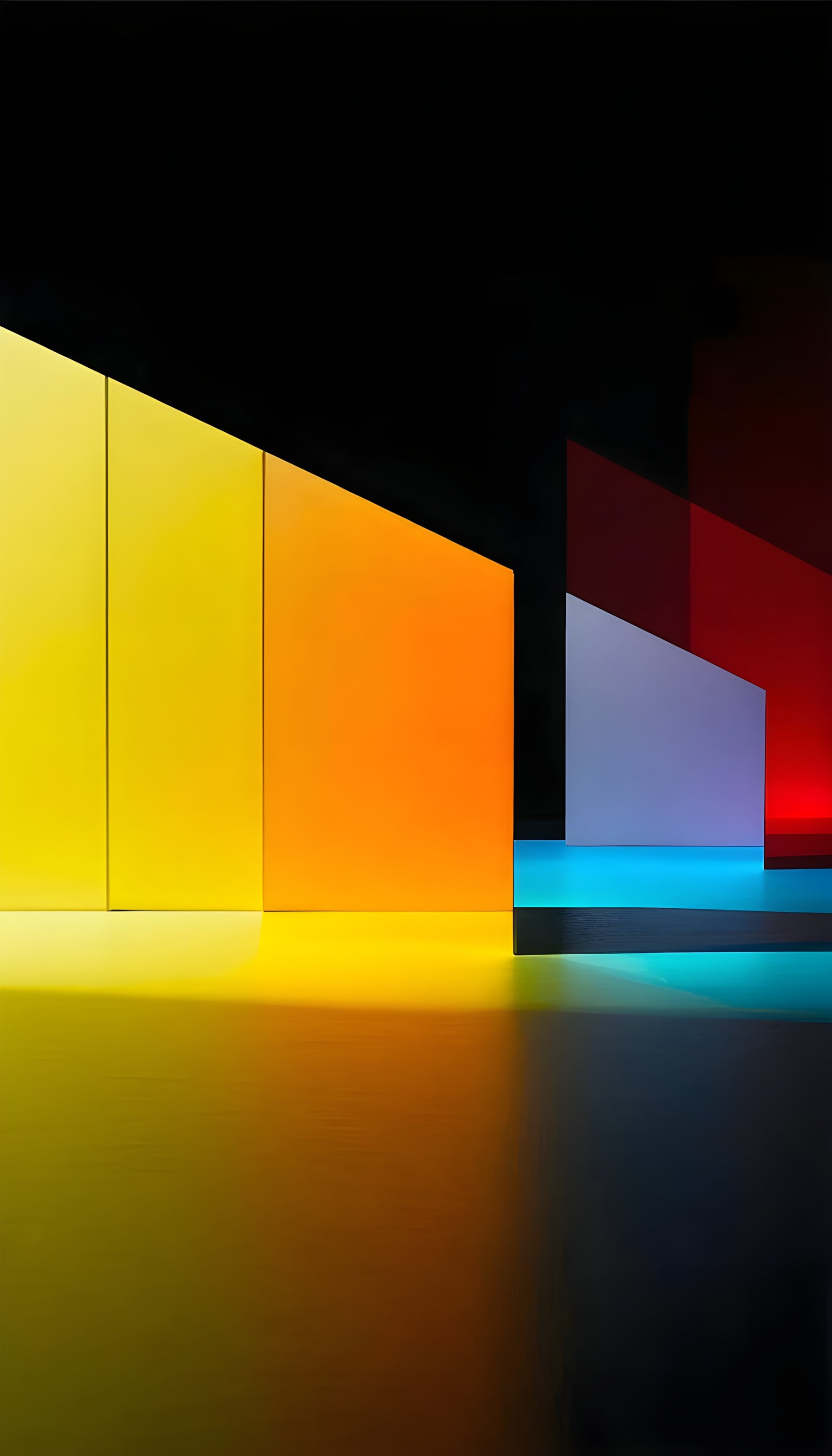 Vibrant Geometric Color Blocks with Reflections, abstract, geometric, color blocks, vibrant, digital art, modern