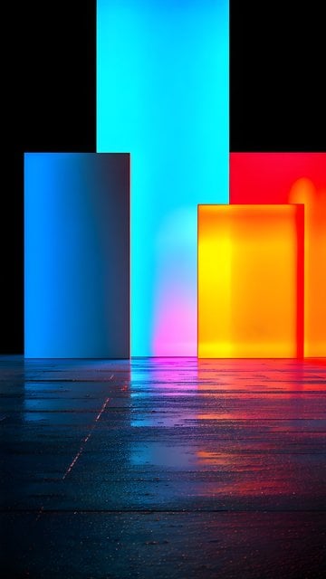 Abstract Neon Glow Geometric Lights Reflections