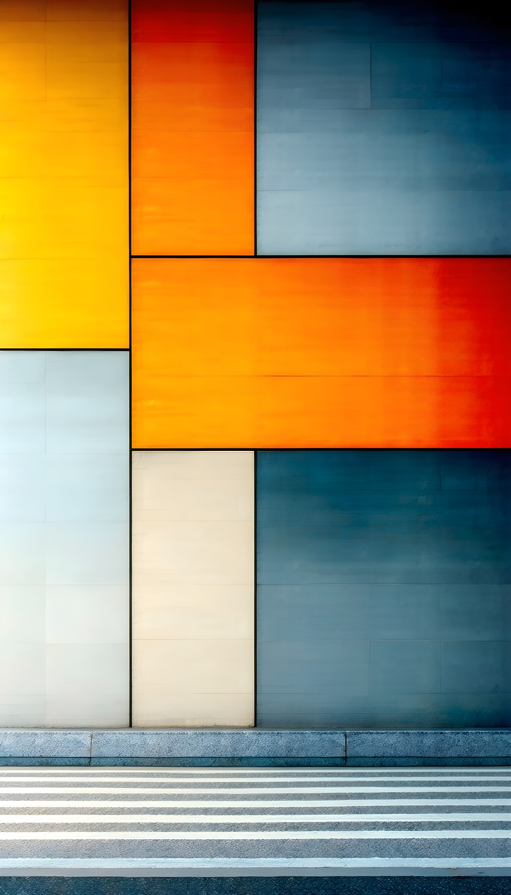 Modern Geometric Wall & Crosswalk Abstract Wallpaper, geometric, abstract, urban, modern, colorful, minimalist