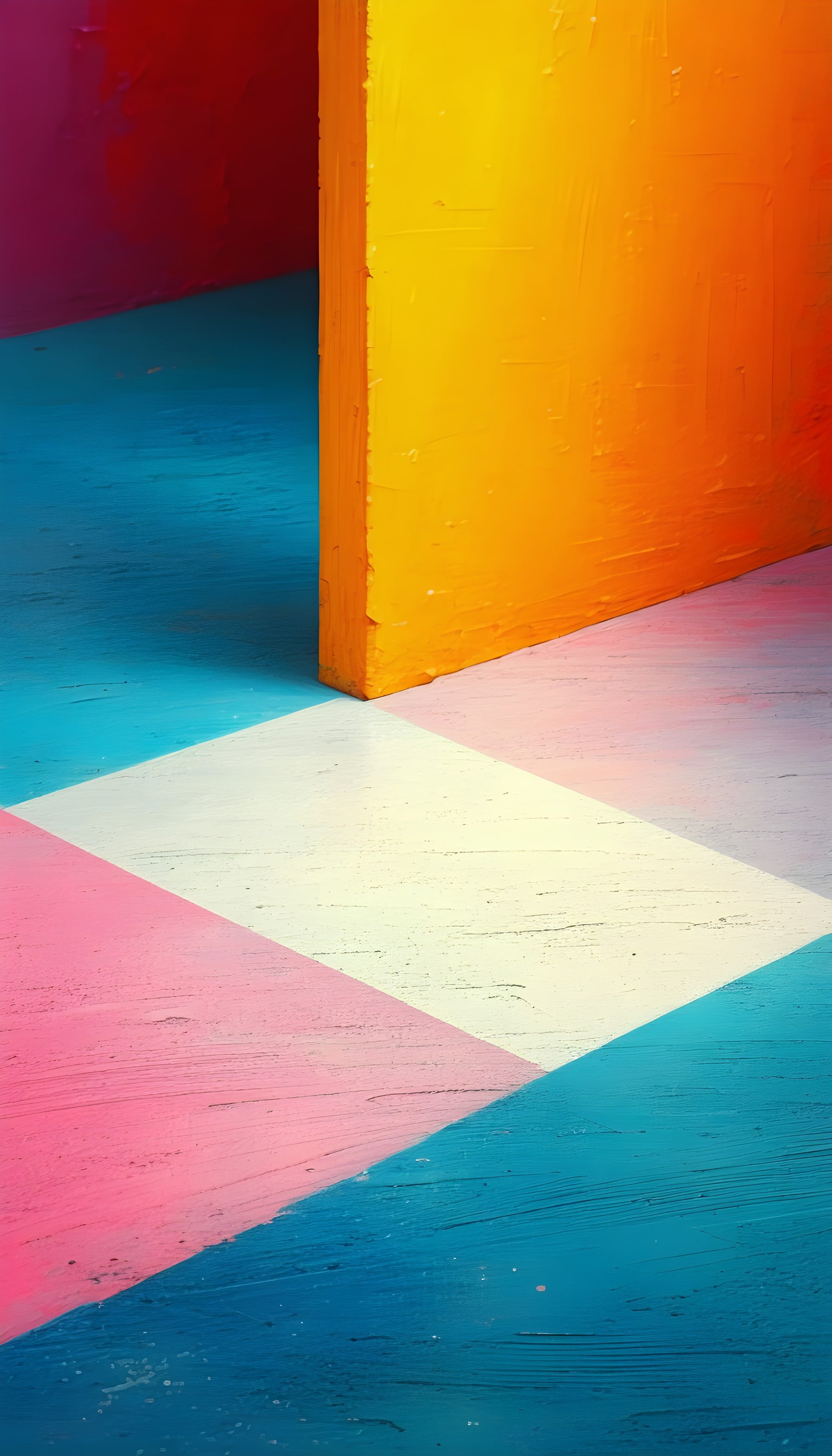 Vibrant Geometric Color Block Art Wallpaper, abstract, geometric, color block, vibrant, modern art, orange