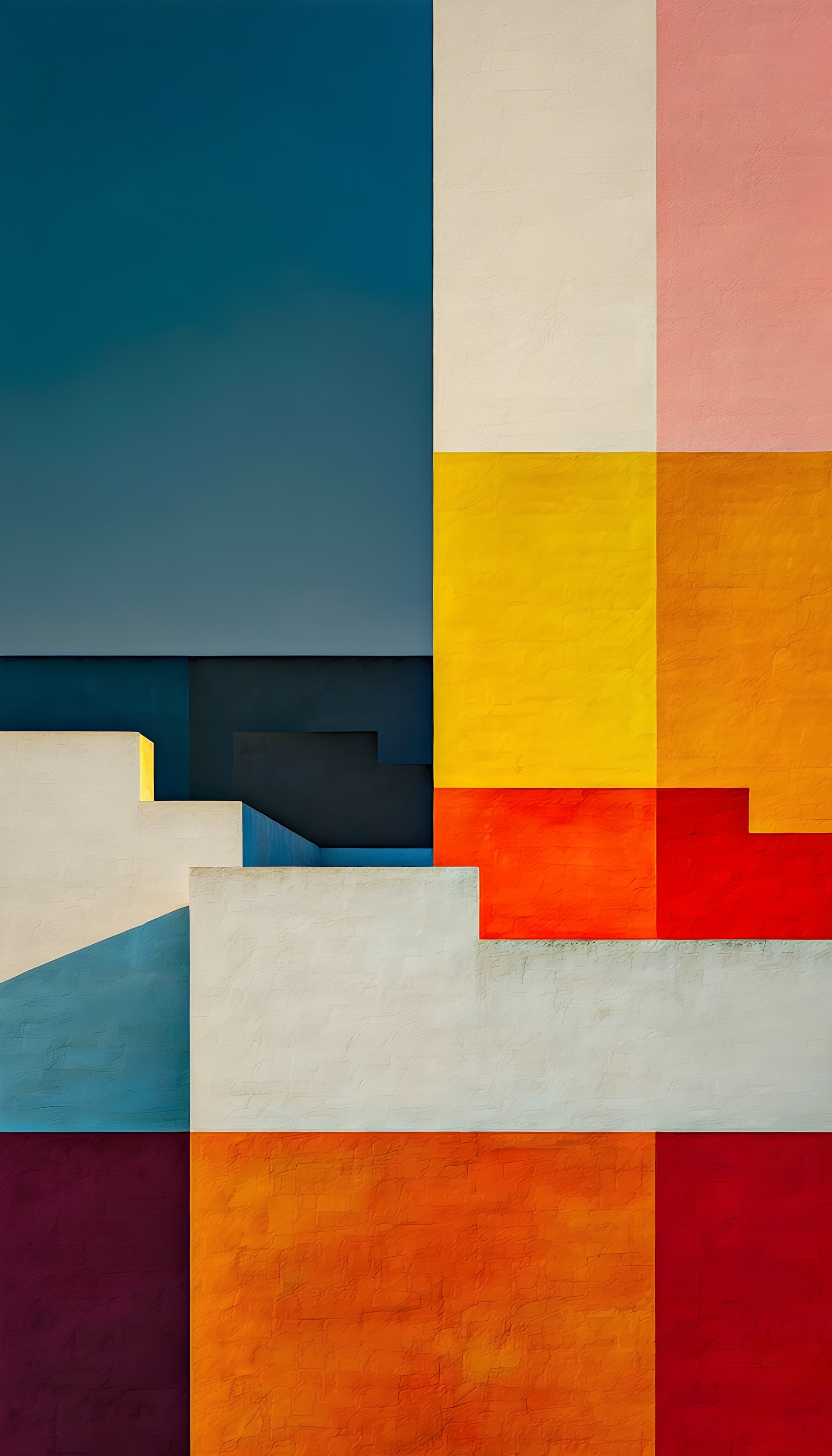Vibrant Geometric Abstract Architectural Color Block, geometric, abstract, color block, modern art, architectural, vibrant