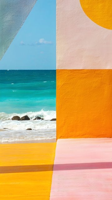 Vibrant Beach & Geometric Abstract Color Block