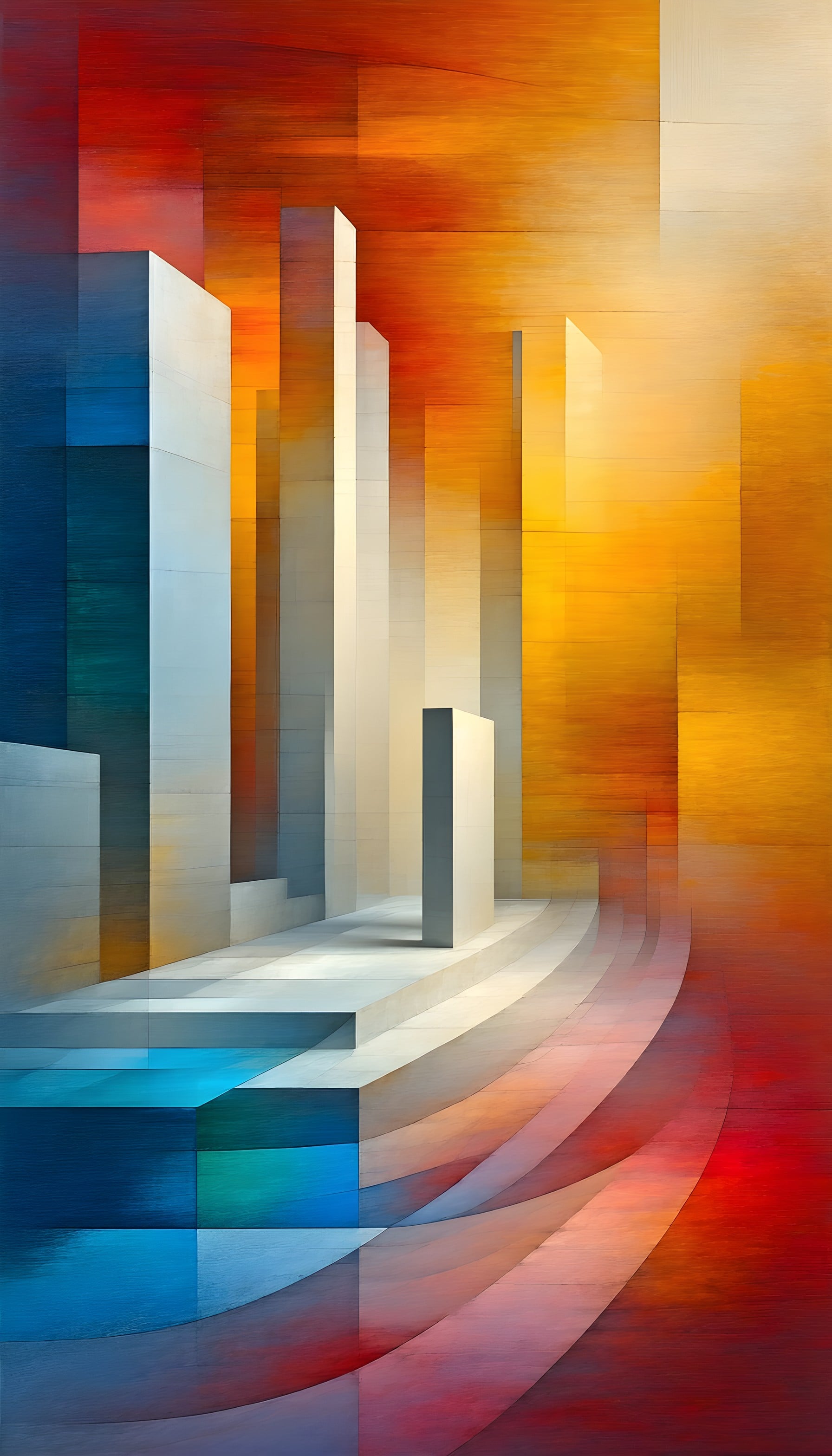 Dynamic Abstract City Architecture Gradient Wallpaper, abstract, geometric, cityscape, modern art, gradient, vibrant