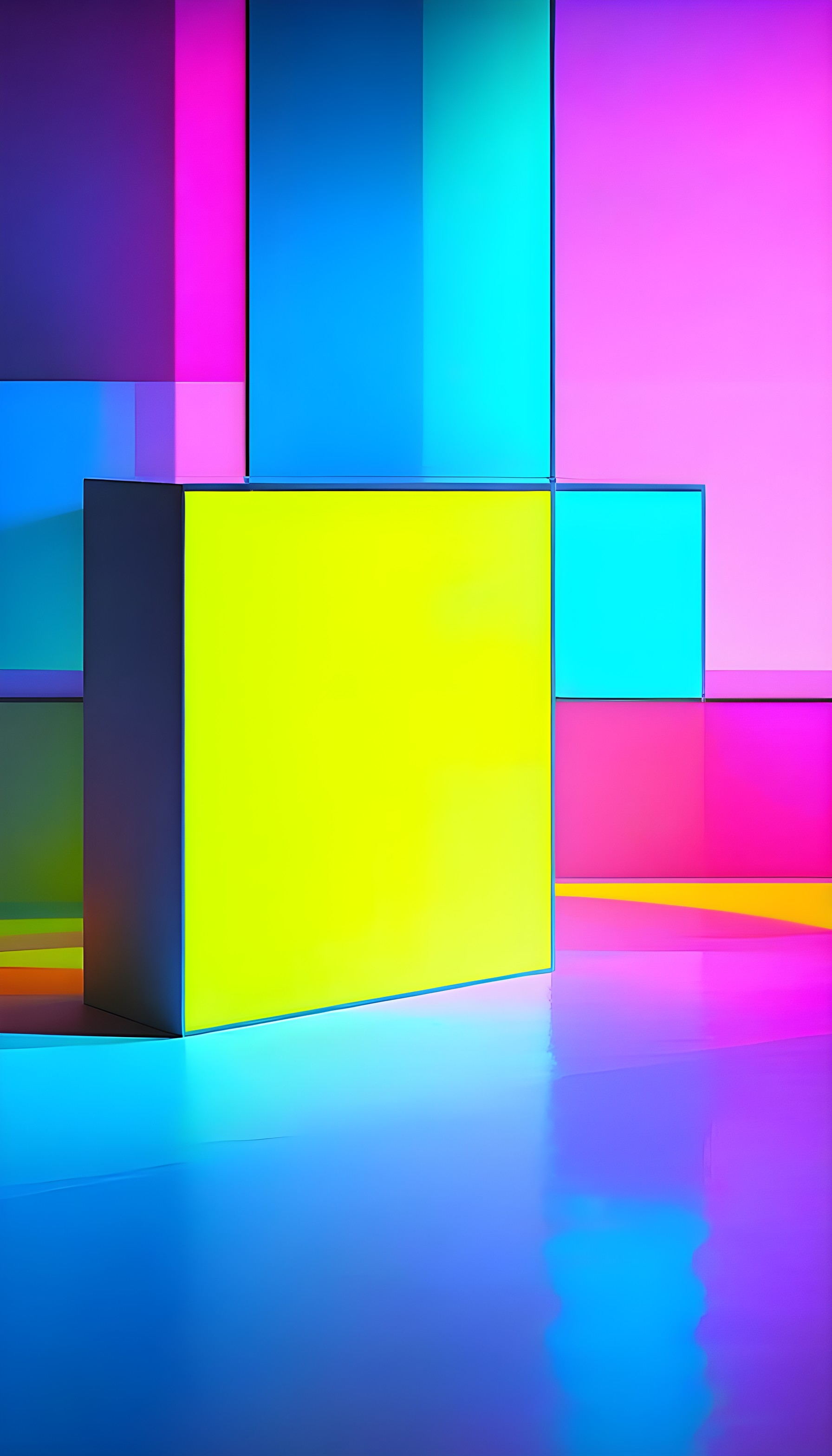 Vibrant Neon Geometric Cube Abstract Wallpaper, abstract, geometric, neon, vibrant, futuristic, colorful