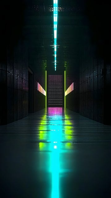 Cyberpunk Neon Glow Corridor Wallpaper