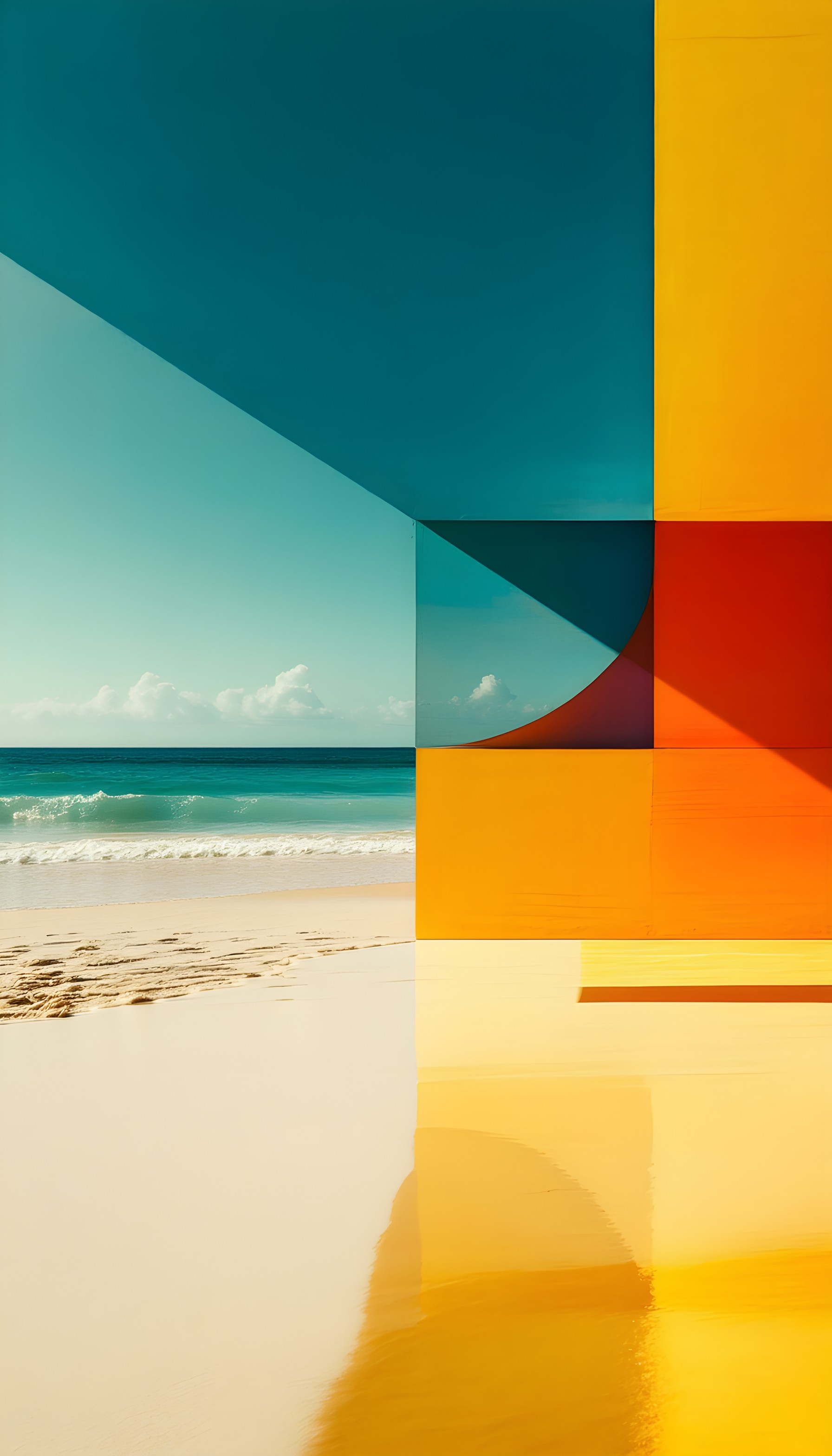 Vibrant Abstract Beach Geometry Wallpaper, abstract, geometric, beach, ocean, tropical, modern art