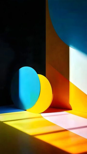 Abstract Geometric Shapes with Vibrant Sunlight & Shadows