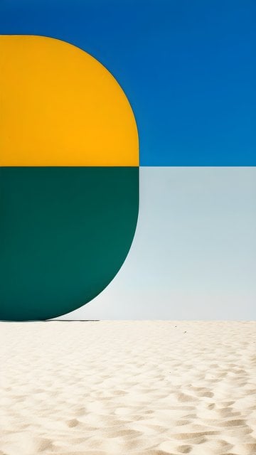 Abstract Geometric Beach: Yellow, Teal, Blue Design