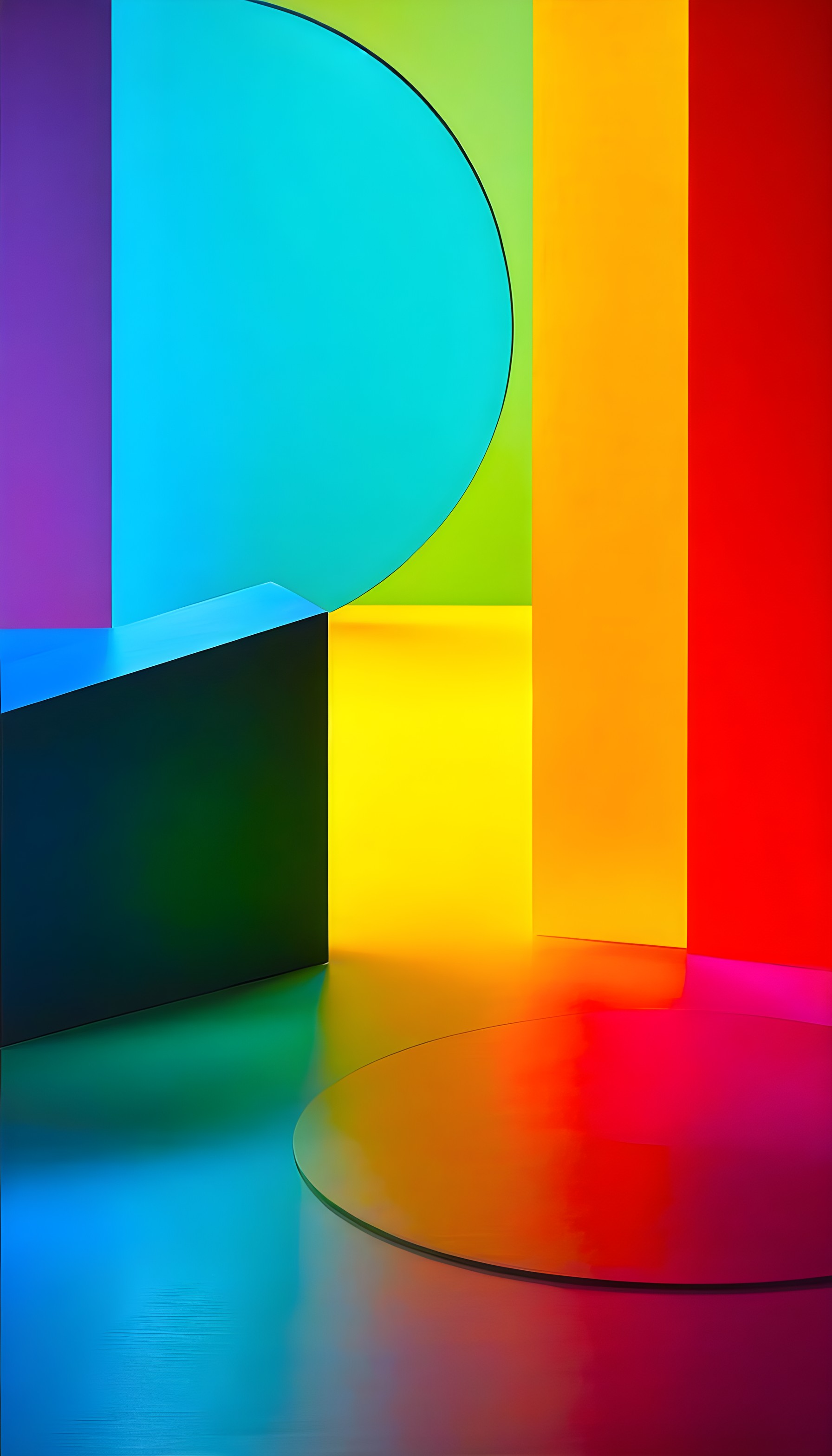 Vibrant Rainbow Geometric Abstract Art Wallpaper, abstract, geometric, rainbow, colorful, vibrant, modern