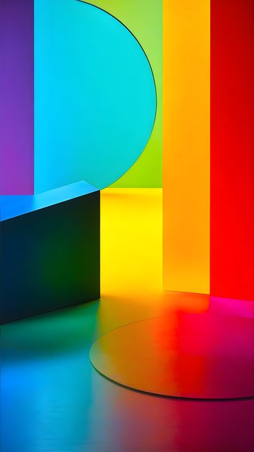 Vibrant Rainbow Geometric Abstract Art Wallpaper
