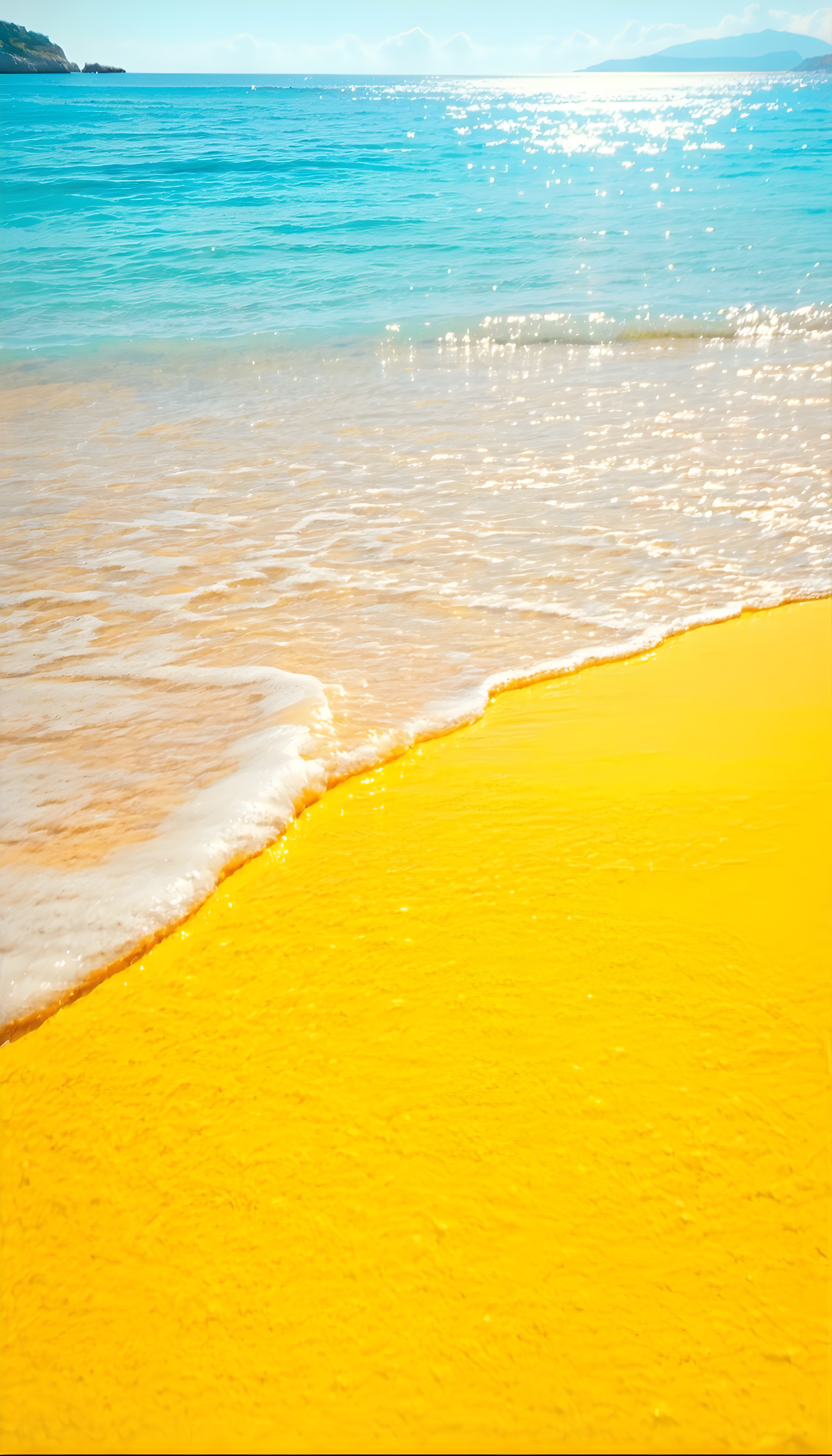 Vibrant Tropical Beach: Golden Sand & Turquoise Water, tropical beach, golden sand, turquoise water, ocean waves, summer vibes, sunny