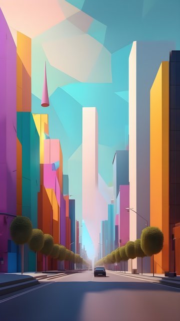 Vibrant Geometric Cityscape Road Abstract Wallpaper