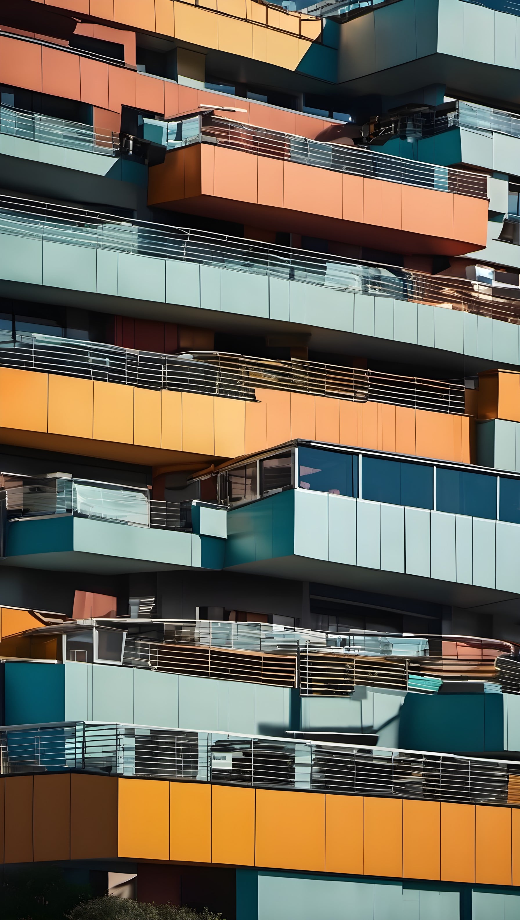 Modern Architectural Facade with Colorful Geometry, architecture, modern, geometric, colorful, urban, facade