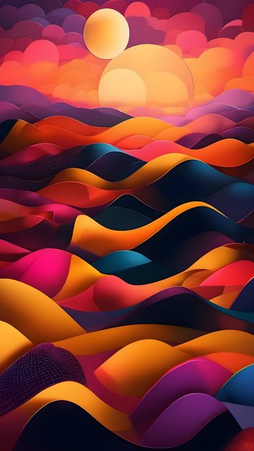 Vibrant Abstract Wavy Sunset Mobile Wallpaper