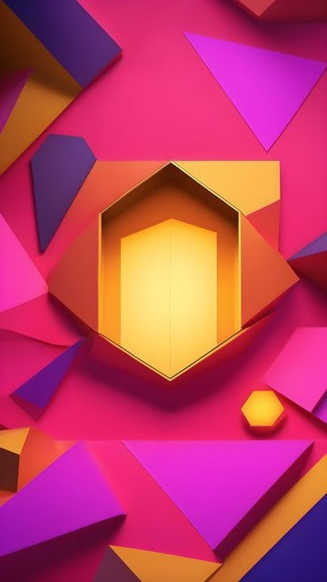 Vibrant Pink Gold Geometric Abstract 3D Wallpaper