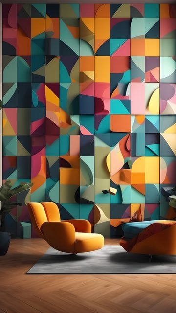Vibrant Abstract Geometric Wall Art Living Room
