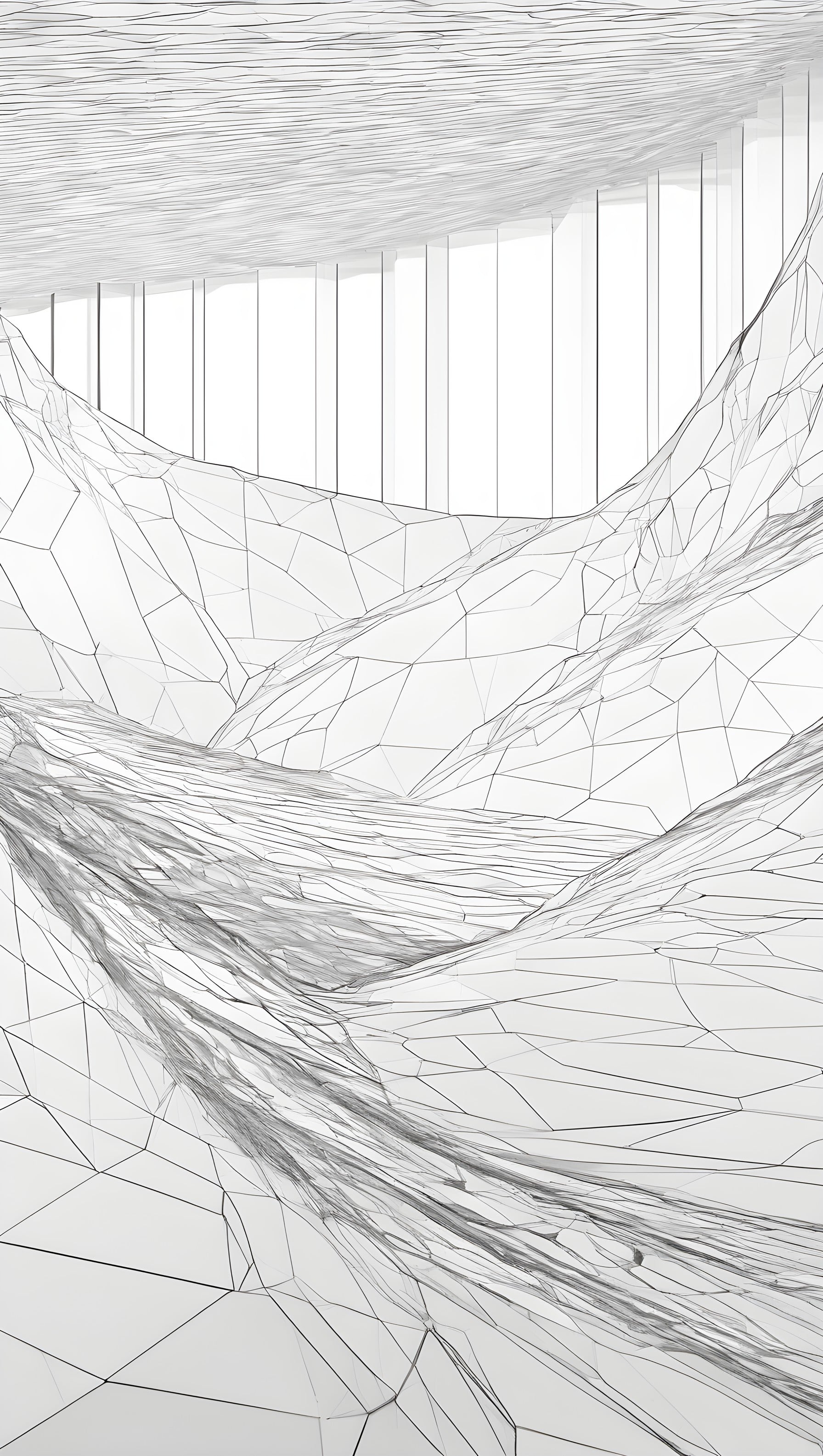 Abstract White Wireframe Terrain 3D Render Wallpaper, abstract, wireframe, 3d render, minimalist, geometric, modern