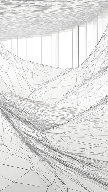 Abstract White Wireframe Terrain 3D Render Wallpaper