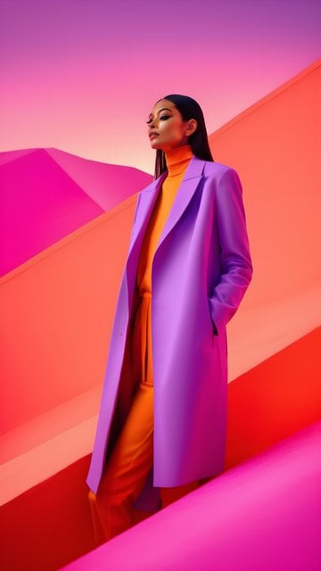 Vibrant Fashion Portrait Abstract Neon Wallpaper