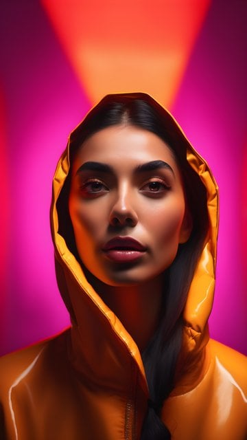 Vibrant Neon Glow Woman Portrait Hoodie Wallpaper