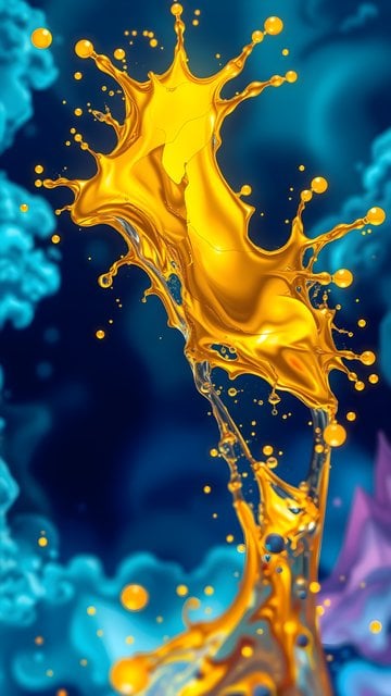 Golden Splash Abstract Fluid Art Wallpaper