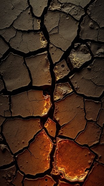 Cracked Earth with Molten Gold Lava Glow Wallpaper