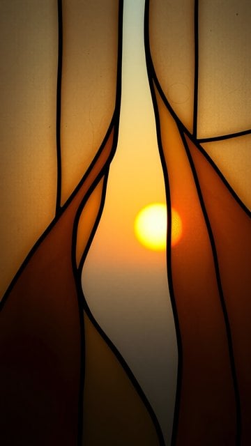 Stained Glass Sunset Abstract Art Wallpaper