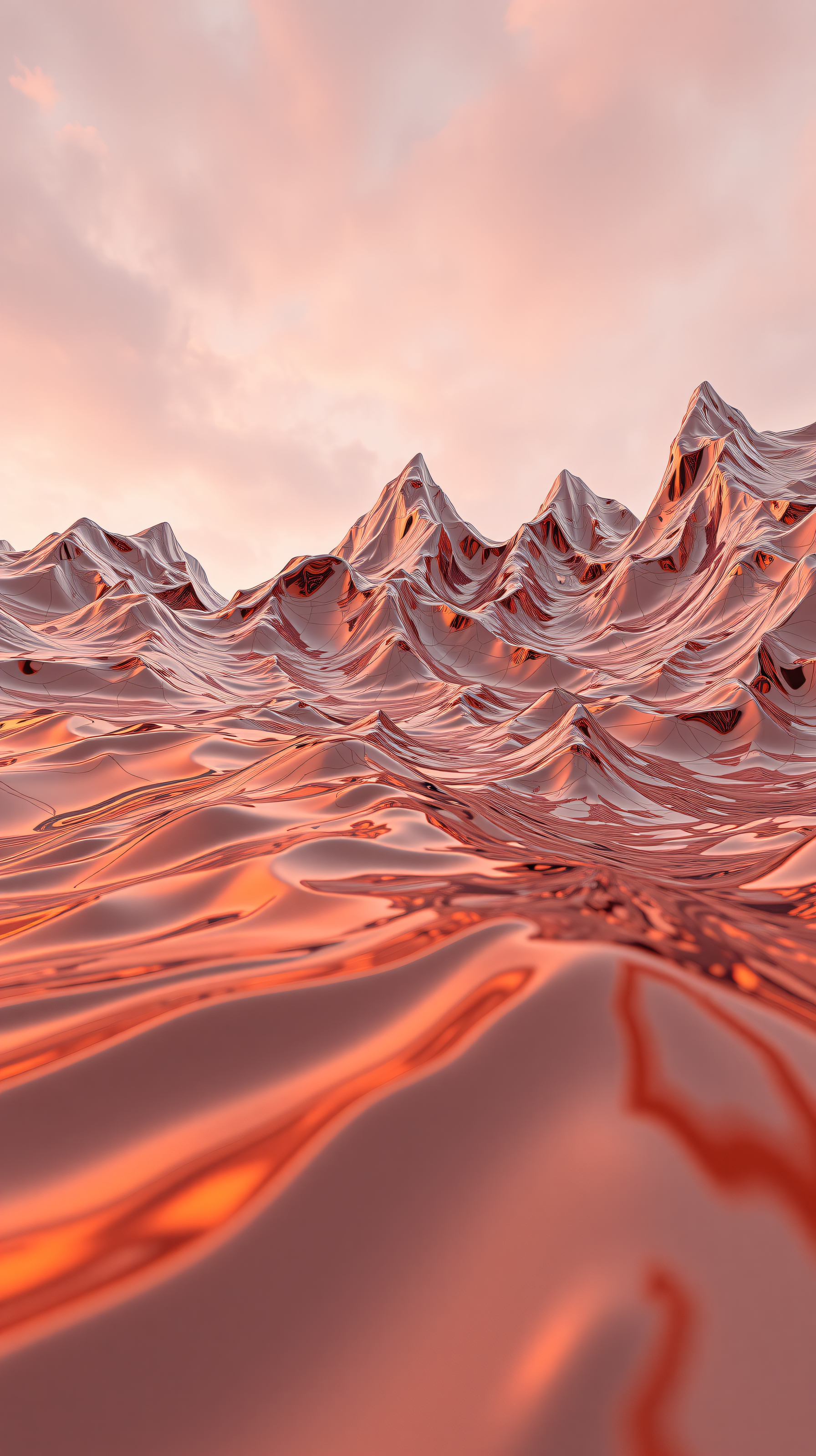 Rose Gold Metallic Abstract Waves Sunset Wallpaper, rose gold, metallic, abstract, waves, landscape, sunset
