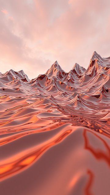 Rose Gold Metallic Abstract Waves Sunset Wallpaper