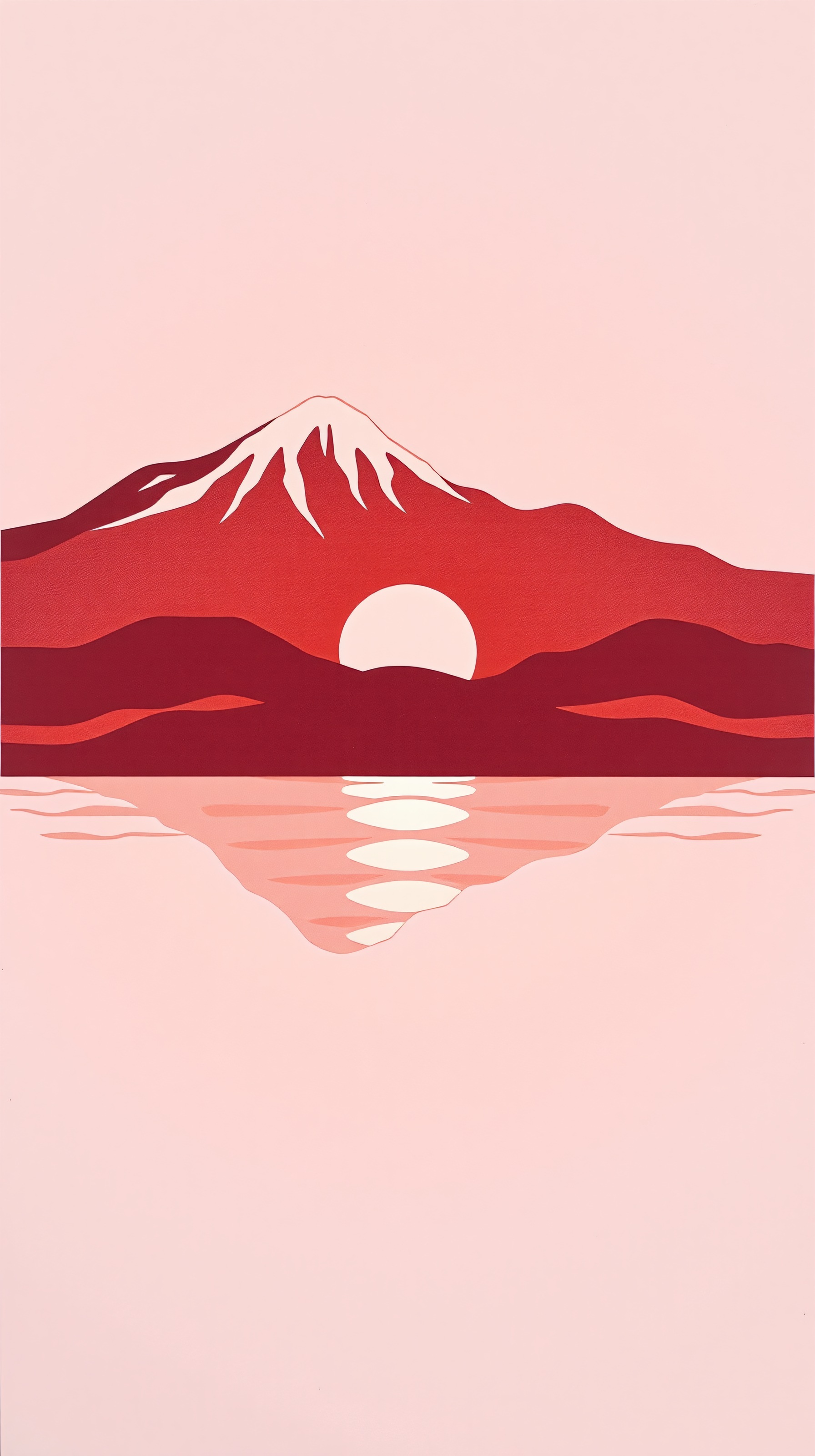 Red Fuji Sunset Reflection Aesthetic Wallpaper, mount fuji, sunset, red fuji, minimalist, japanese aesthetic, landscape