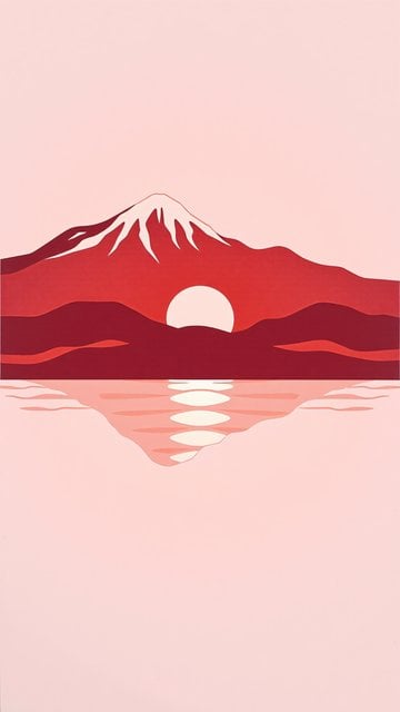 Red Fuji Sunset Reflection Aesthetic Wallpaper