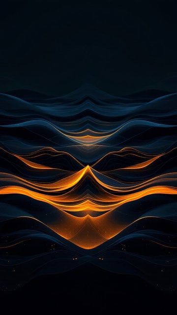 Abstract Waves Dark Gold Teal Wallpaper