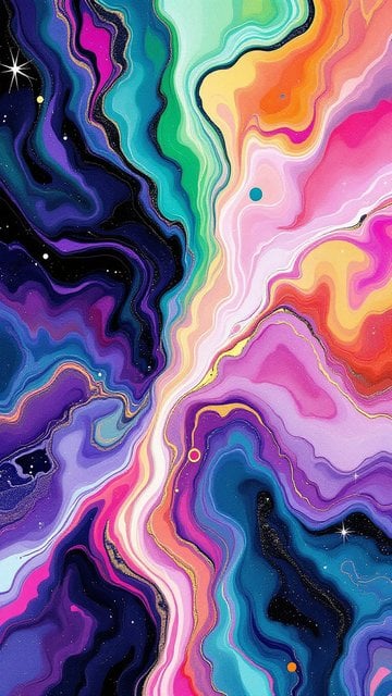 Vibrant Cosmic Marble Swirl Abstract Wallpaper