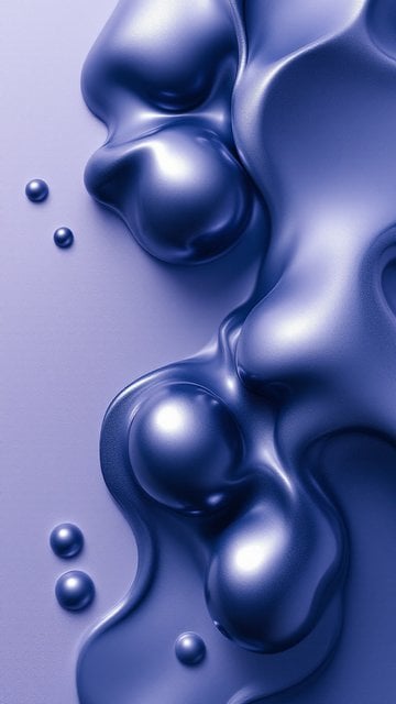 Abstract Lavender & Periwinkle Fluid Shapes 3D