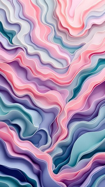Abstract Wavy Pastel 3D Art Wallpaper