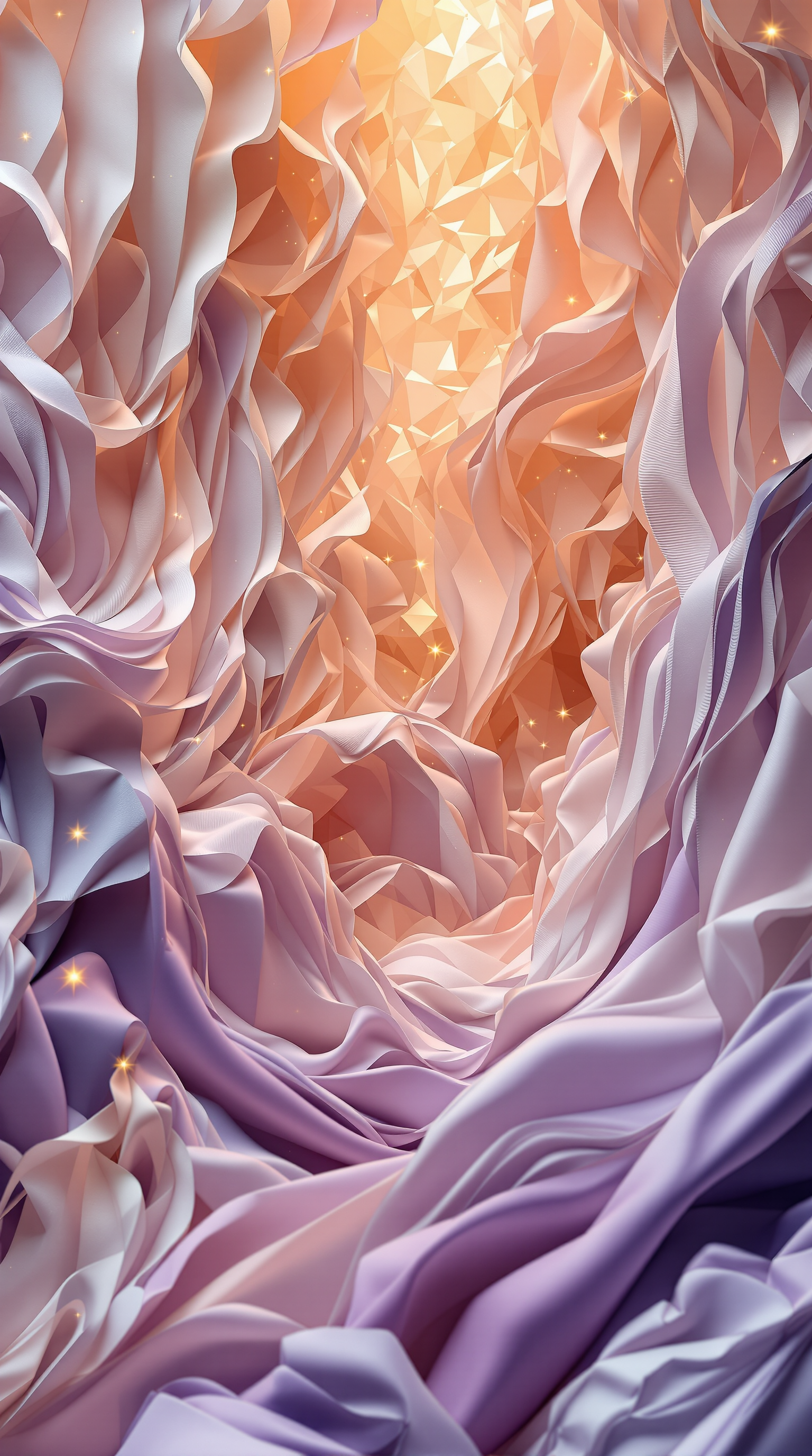 Soft Pastel Fabric Folds with Golden Sparkles, abstract, pastel, fabric folds, gradient, sparkles, lavender