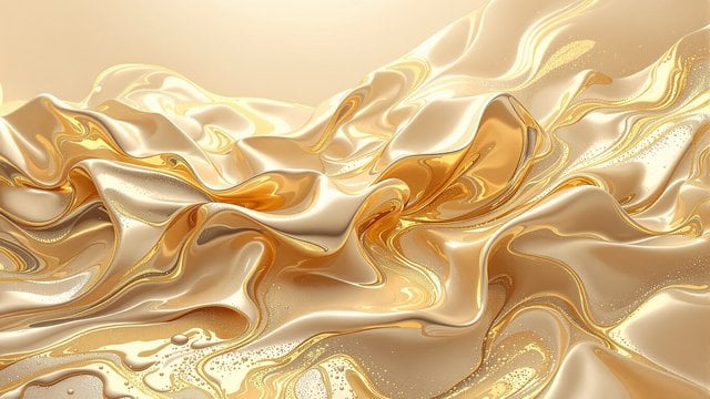 Abstract Gold Liquid Waves Glitter Wallpaper